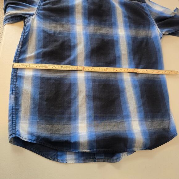 Urban Pipeline Button Down Flannel Shirt Men's M Blue White Easy-Care Fabric - Picture 9 of 16